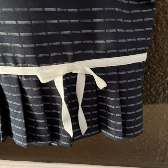 Navy Blue & White Patterned Skirt Suit with Ruffle Bottom, Size 24W - Picture 8 of 14